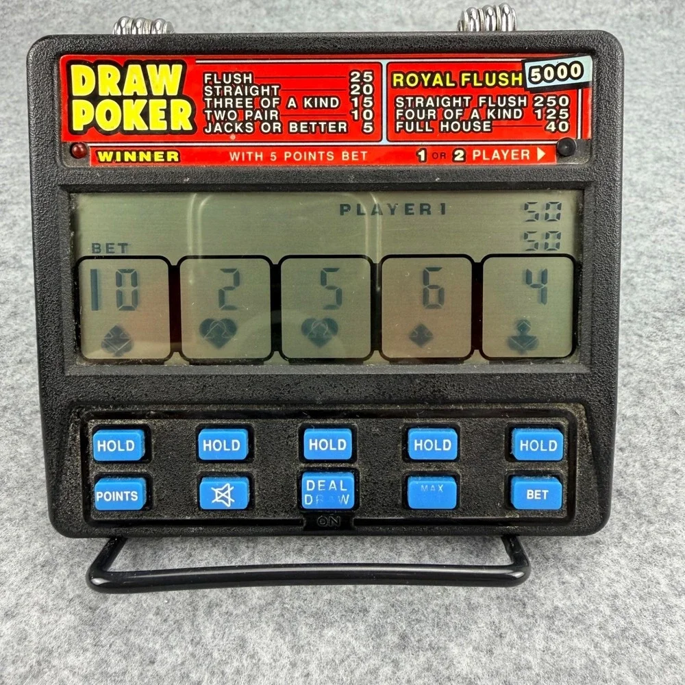 2000's Draw Poker RADICA 1410 Royal Flush 5000 Handheld Video Game Vintage